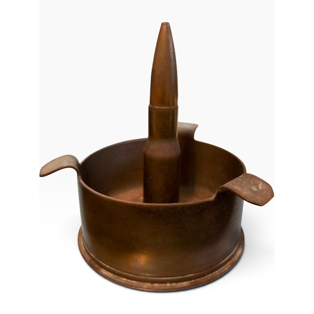 WWII 1941 75mm M5A1 Brass Trench Art Ashtray Shell Casing Bullet Center Piece
